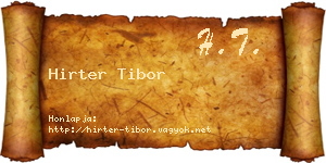 Hirter Tibor névjegykártya